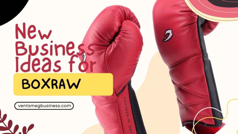 Red boxing gloves on a white background, with the text Innovative New Business Ideas for BOXRAW. A website URL is displayed at the bottom.